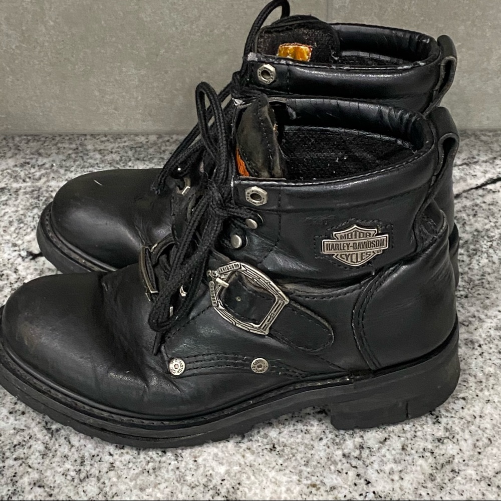 Women’s Harley Davidson Black Leather Boot Size 7 Gem